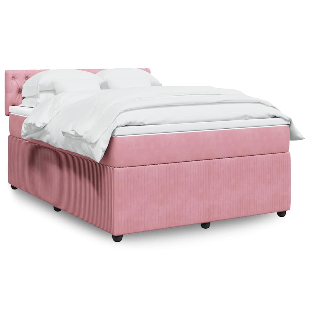 Boxspring met matras fluweel roze 160x200 cm is nu te koop bij PeponiXL, paradijselijk wonen!