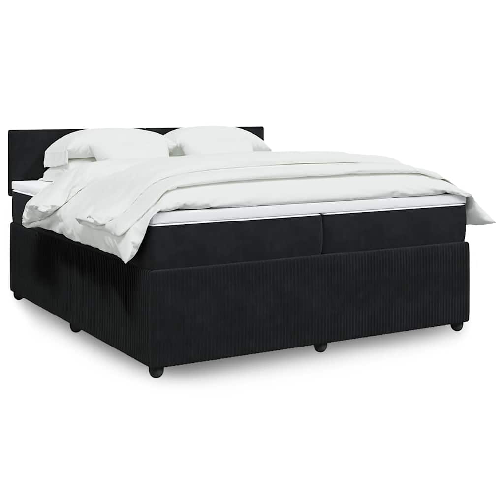 Boxspring met matras fluweel zwart 200x200 cm is nu te koop bij PeponiXL, paradijselijk wonen!