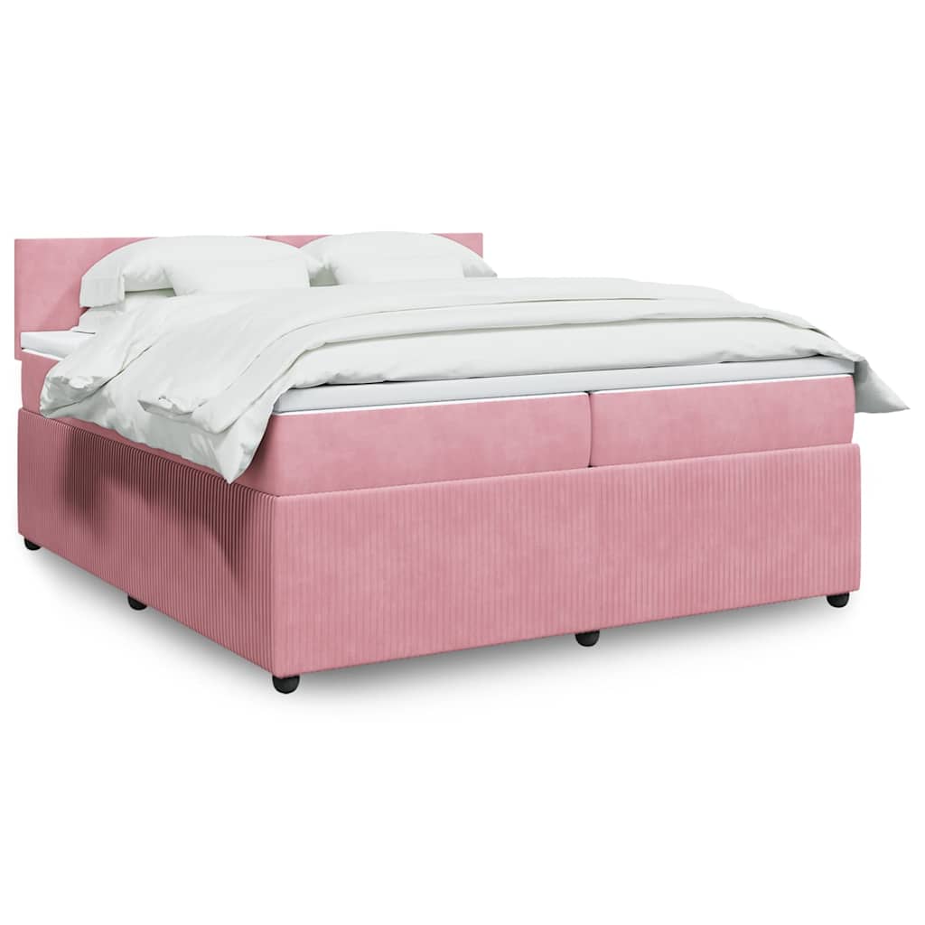 Boxspring met matras fluweel roze 200x200 cm is nu te koop bij PeponiXL, paradijselijk wonen!
