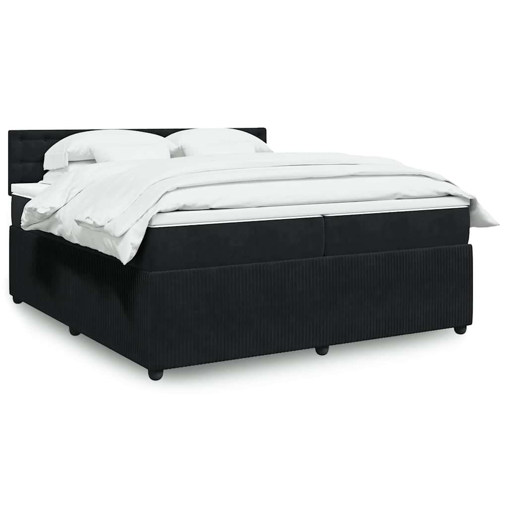 Boxspring met matras fluweel zwart 200x200 cm is nu te koop bij PeponiXL, paradijselijk wonen!