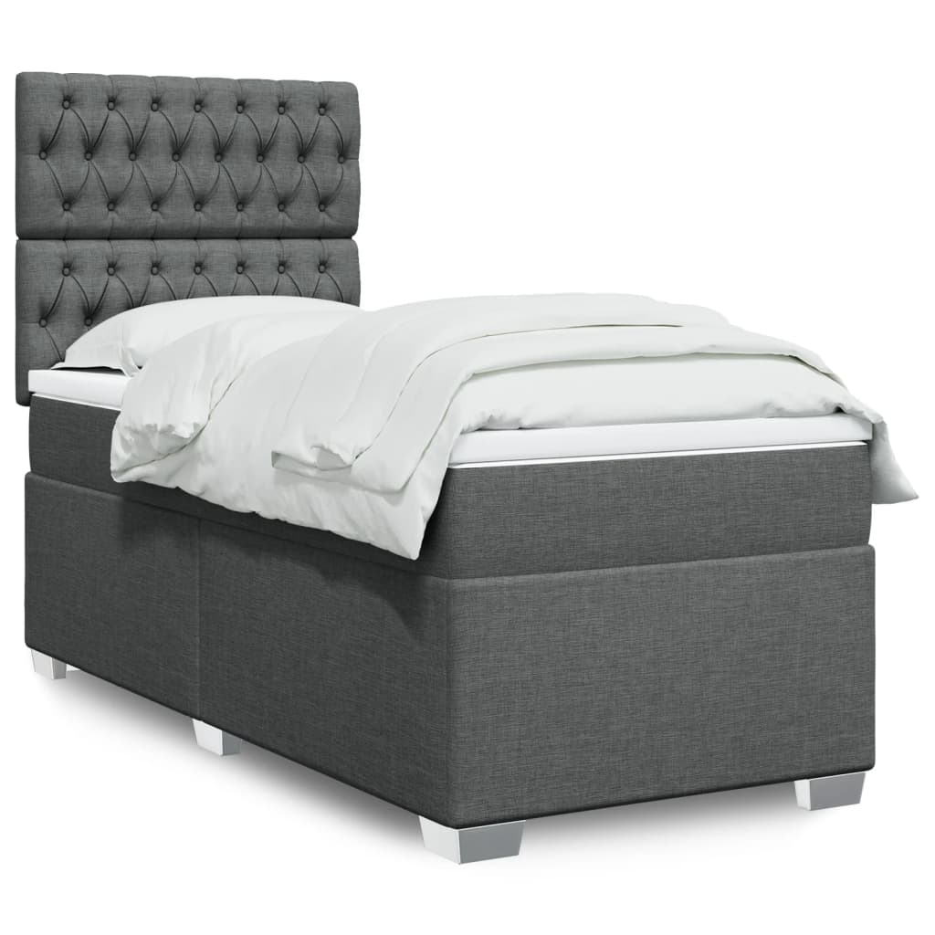 Boxspring met matras stof donkergrijs 80x200 cm is nu te koop bij PeponiXL, paradijselijk wonen!