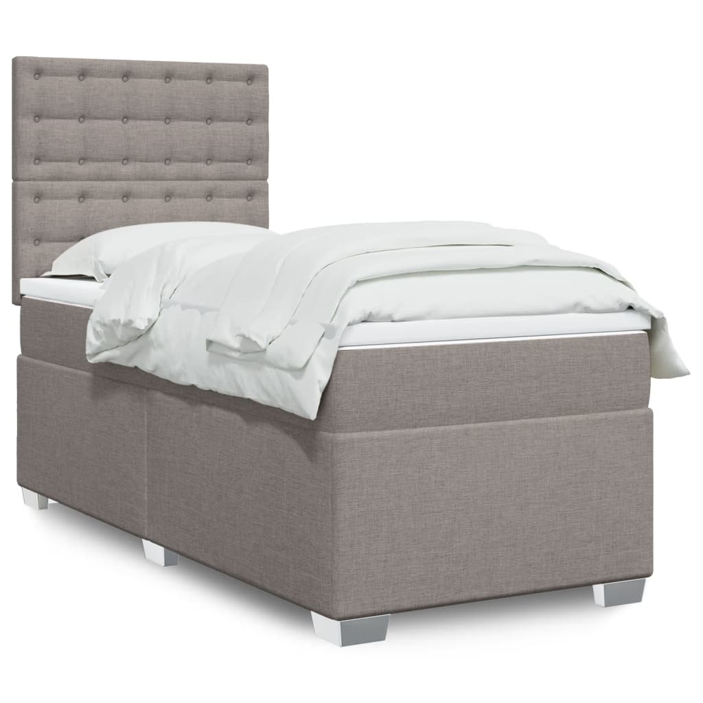 Boxspring met matras stof taupe 90x190 cm is nu te koop bij PeponiXL, paradijselijk wonen!