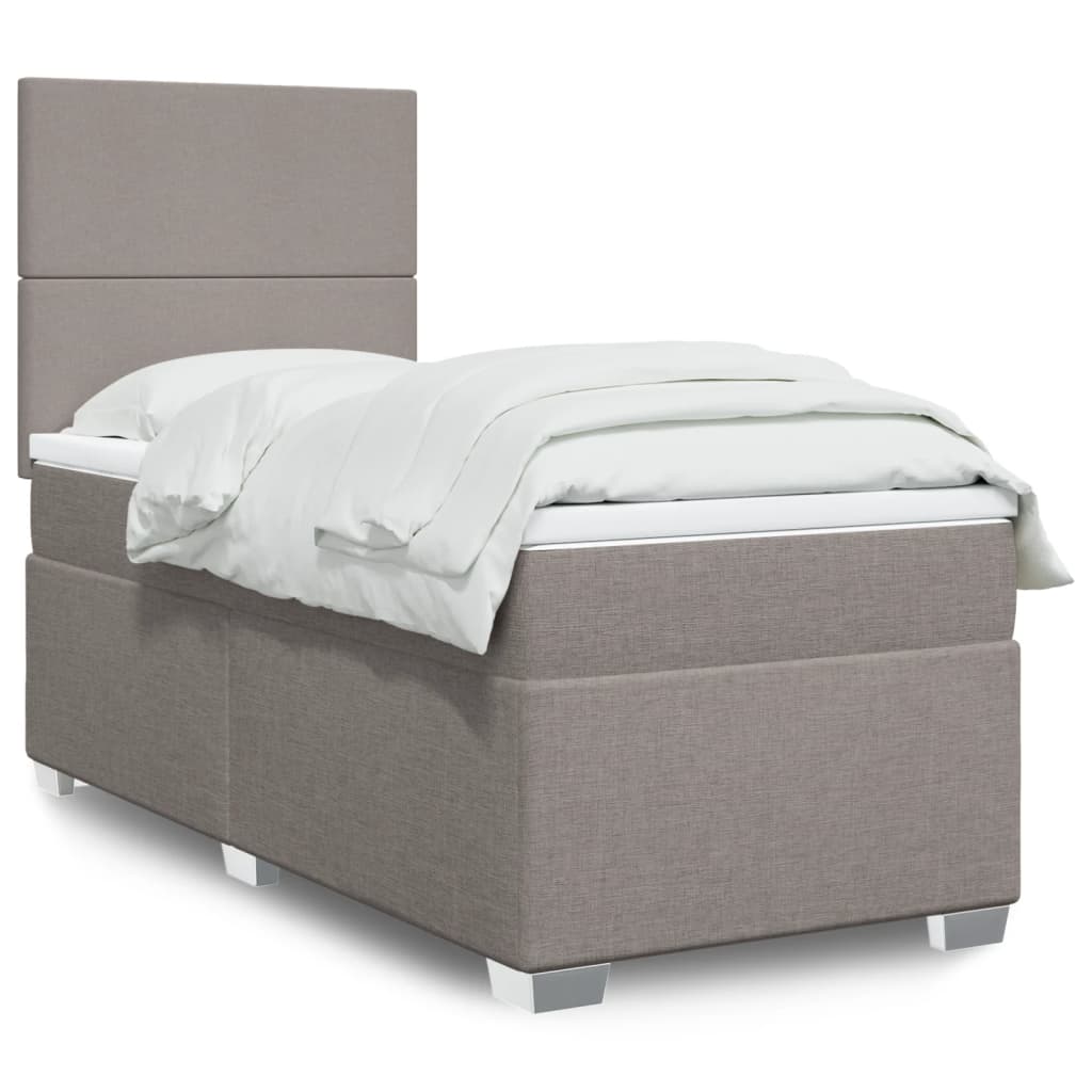 Boxspring met matras stof taupe 90x200 cm is nu te koop bij PeponiXL, paradijselijk wonen!