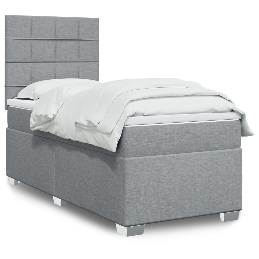 Boxspring met matras stof lichtgrijs 100x200 cm is nu te koop bij PeponiXL, paradijselijk wonen!