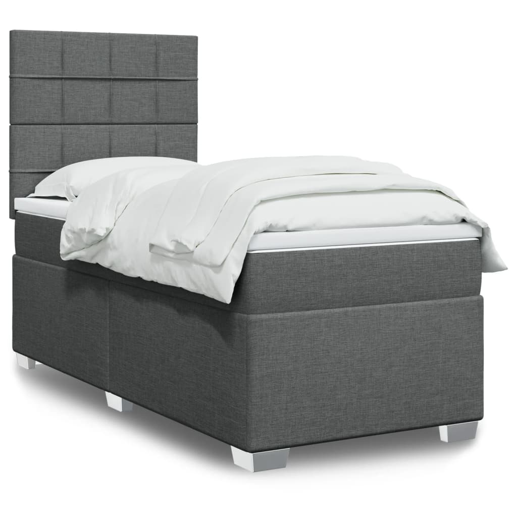 Boxspring met matras stof donkergrijs 100x200 cm is nu te koop bij PeponiXL, paradijselijk wonen!
