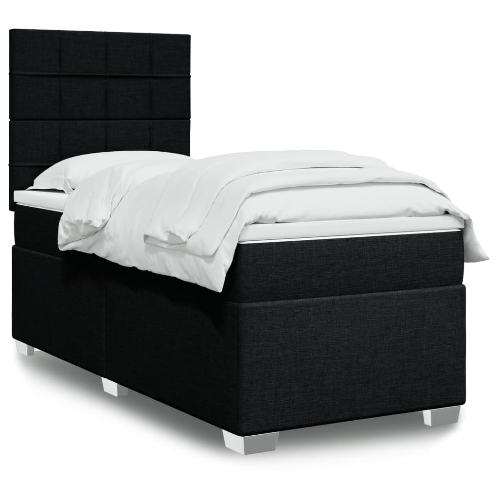 Boxspring met matras stof zwart 100x200 cm is nu te koop bij PeponiXL, paradijselijk wonen!