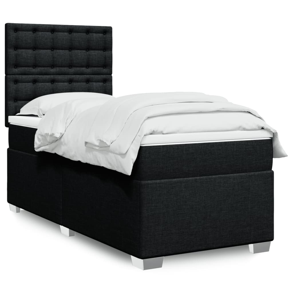 Boxspring met matras stof zwart 100x200 cm is nu te koop bij PeponiXL, paradijselijk wonen!