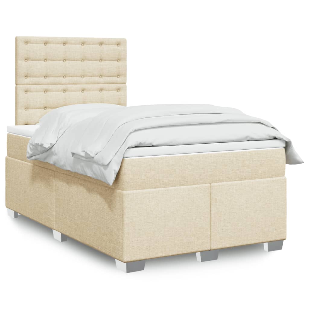 Boxspring met matras stof crèmekleurig 120x190 cm is nu te koop bij PeponiXL, paradijselijk wonen!