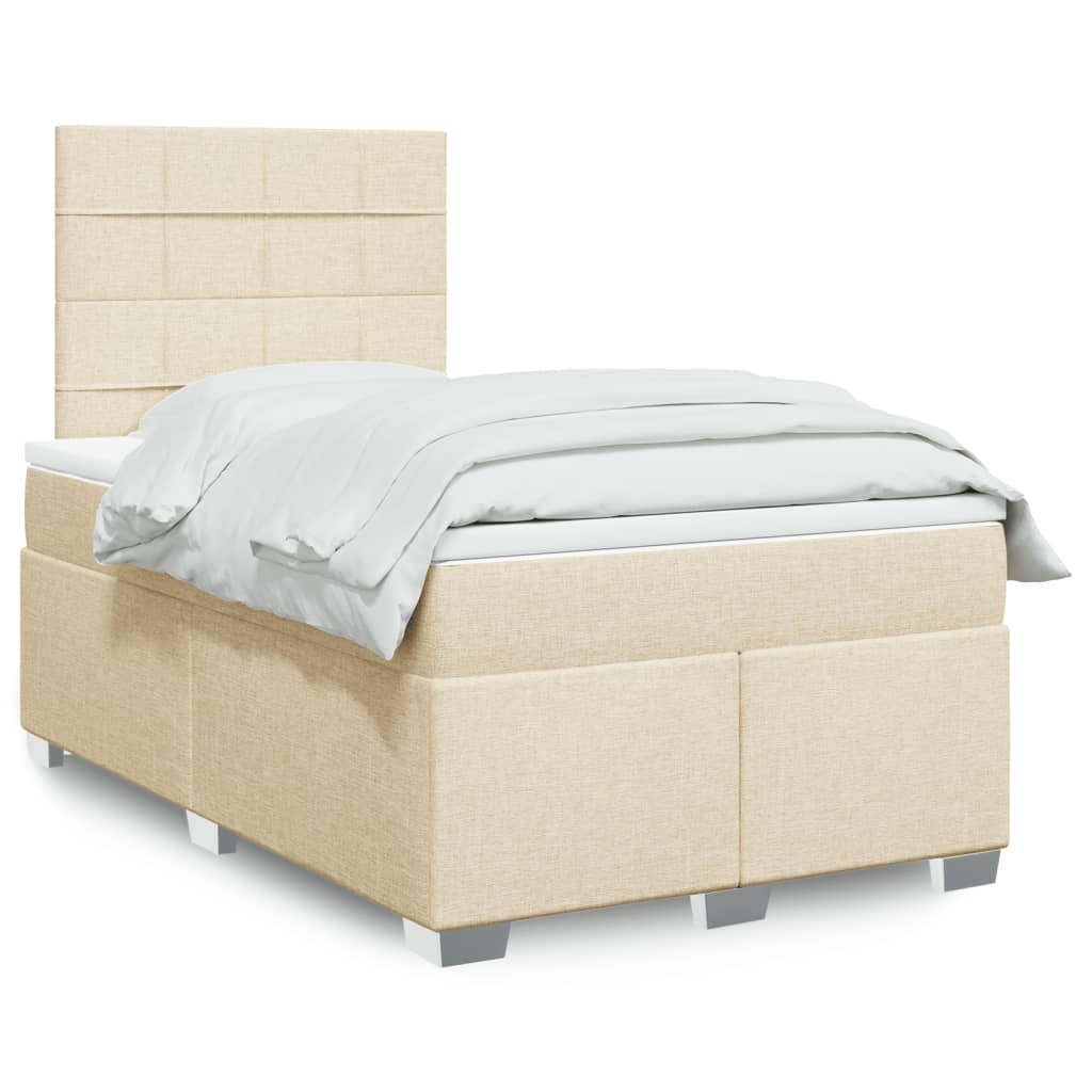 Boxspring met matras stof crèmekleurig 120x200 cm is nu te koop bij PeponiXL, paradijselijk wonen!