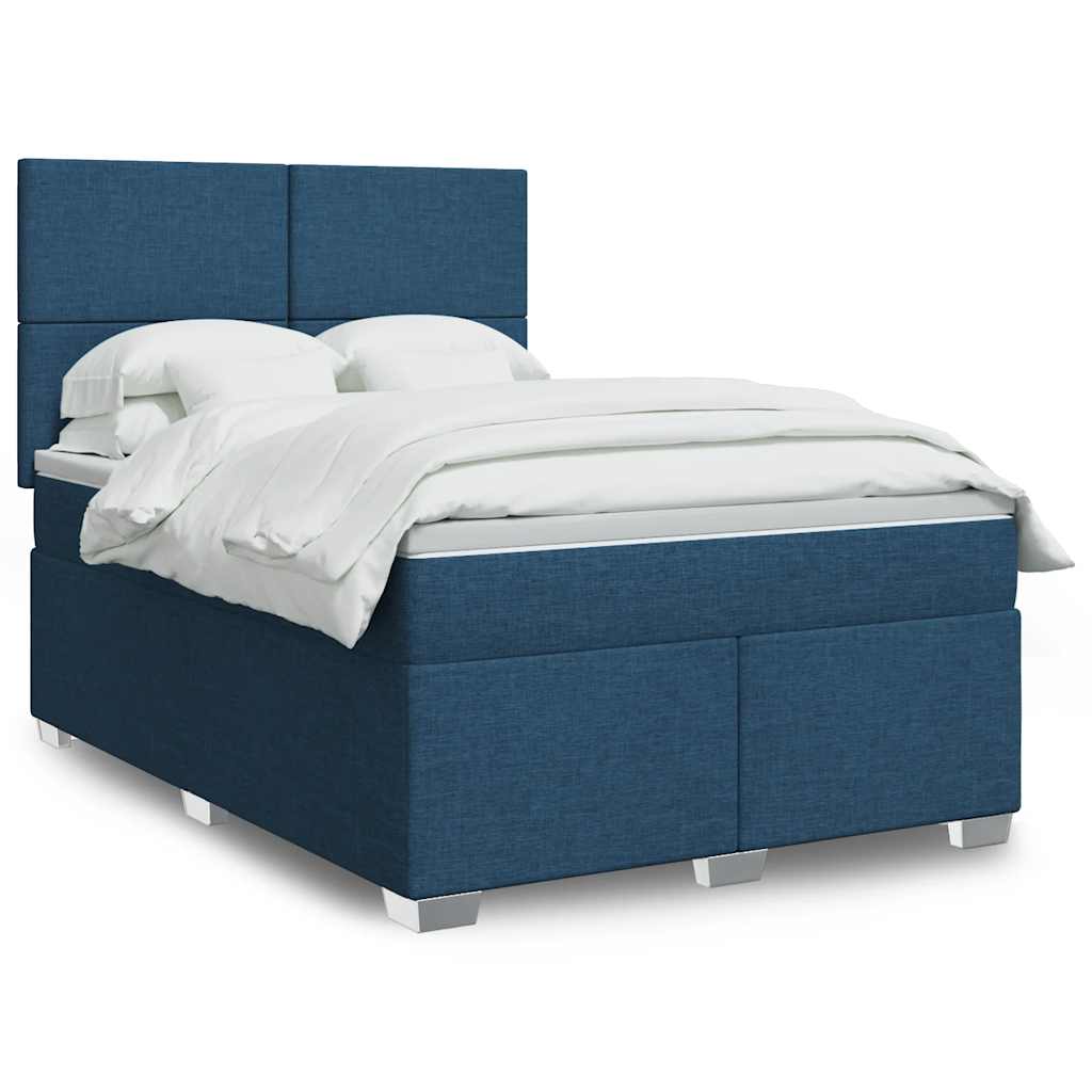 Boxspring met matras stof blauw 140x190 cm is nu te koop bij PeponiXL, paradijselijk wonen!