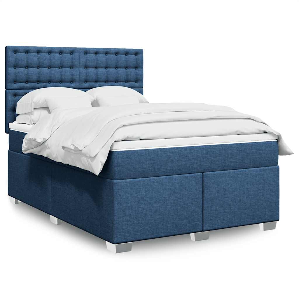 Boxspring met matras stof blauw 140x190 cm is nu te koop bij PeponiXL, paradijselijk wonen!