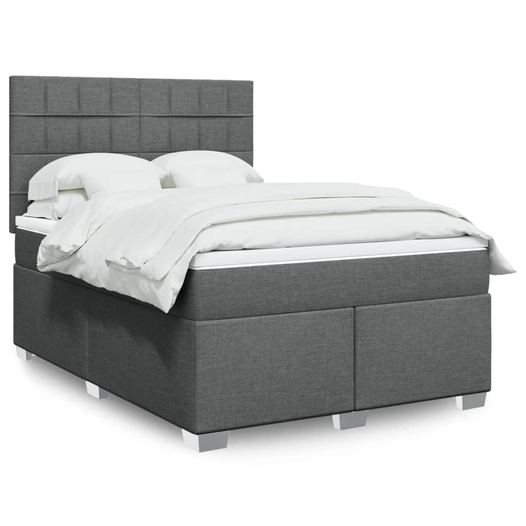 Boxspring met matras stof donkergrijs 140x200 cm is nu te koop bij PeponiXL, paradijselijk wonen!