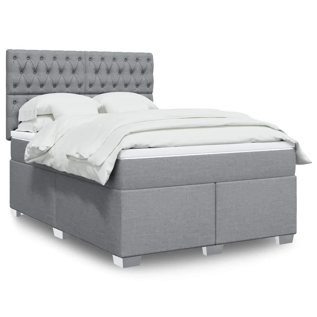 Boxspring met matras stof lichtgrijs 140x200 cm is nu te koop bij PeponiXL, paradijselijk wonen!