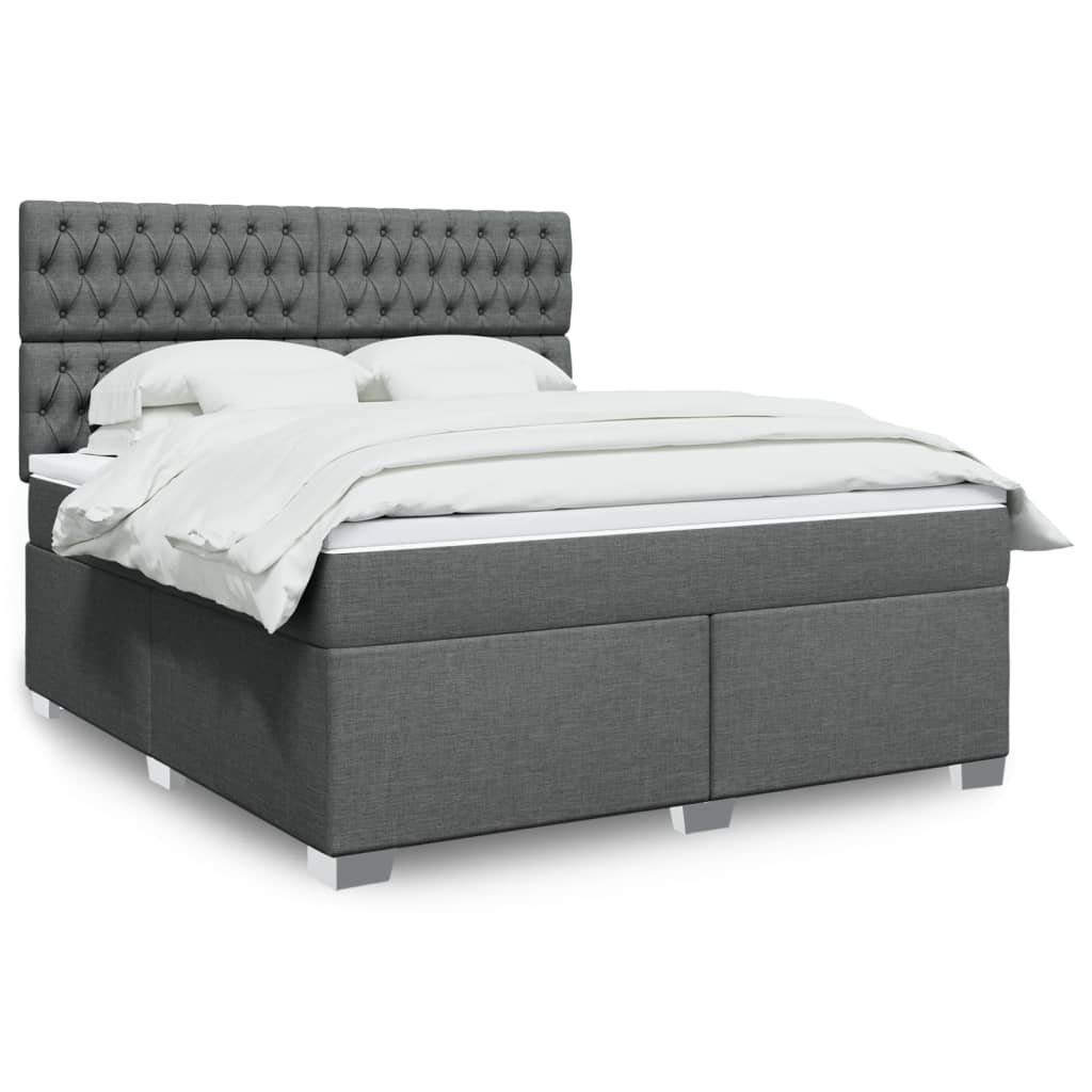 Boxspring met matras stof donkergrijs 180x200 cm is nu te koop bij PeponiXL, paradijselijk wonen!