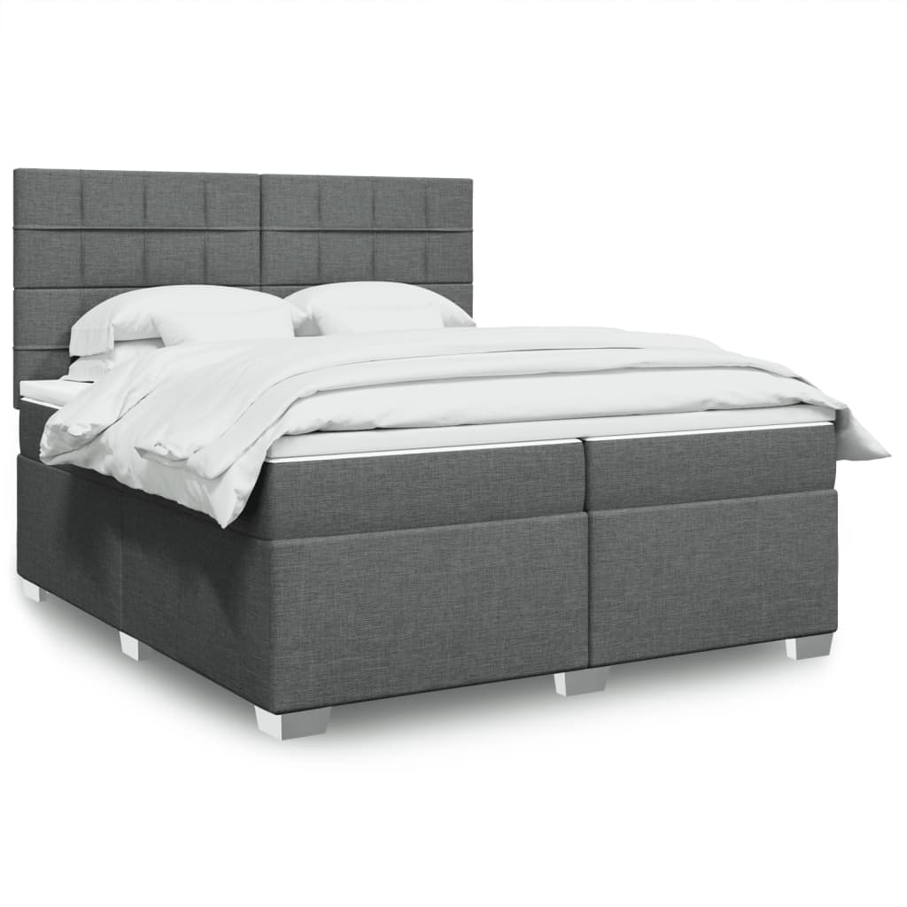Boxspring met matras stof donkergrijs 200x200 cm is nu te koop bij PeponiXL, paradijselijk wonen!