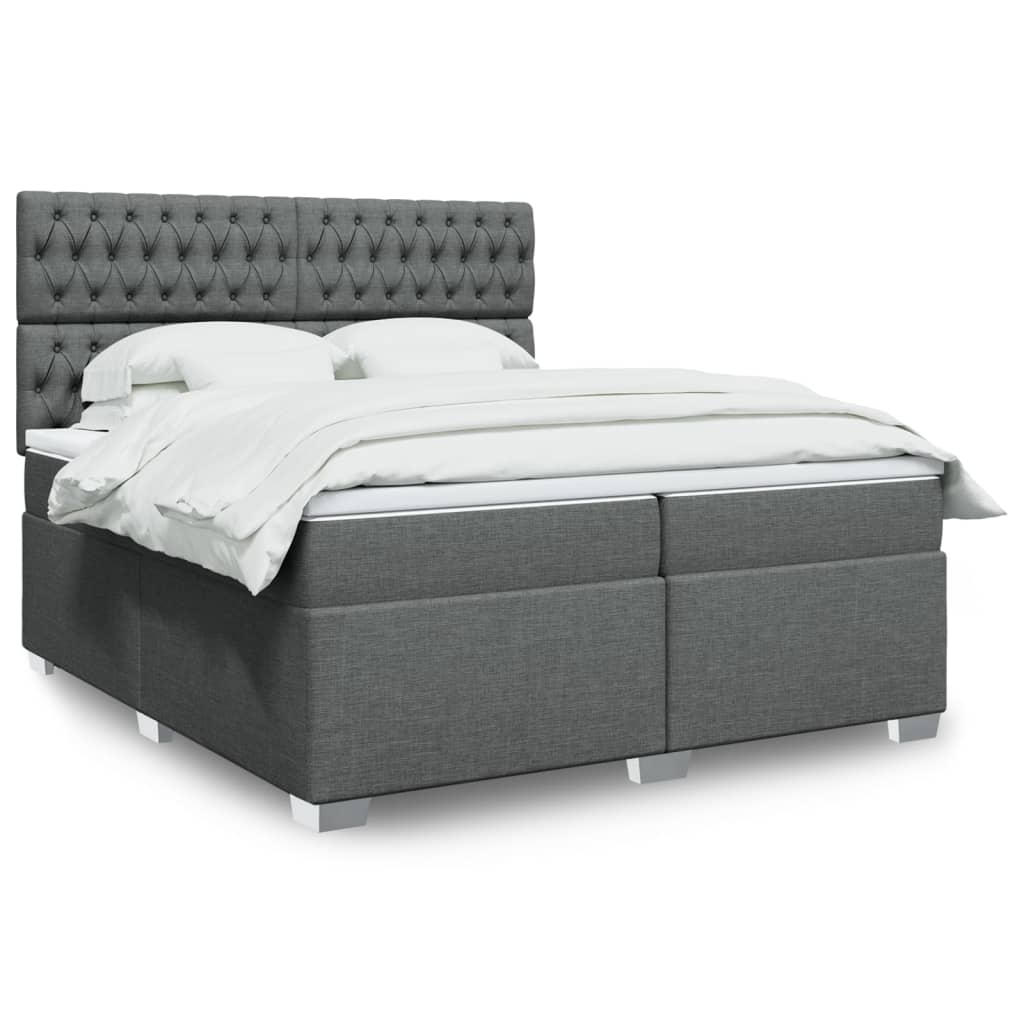 Boxspring met matras stof donkergrijs 200x200 cm is nu te koop bij PeponiXL, paradijselijk wonen!