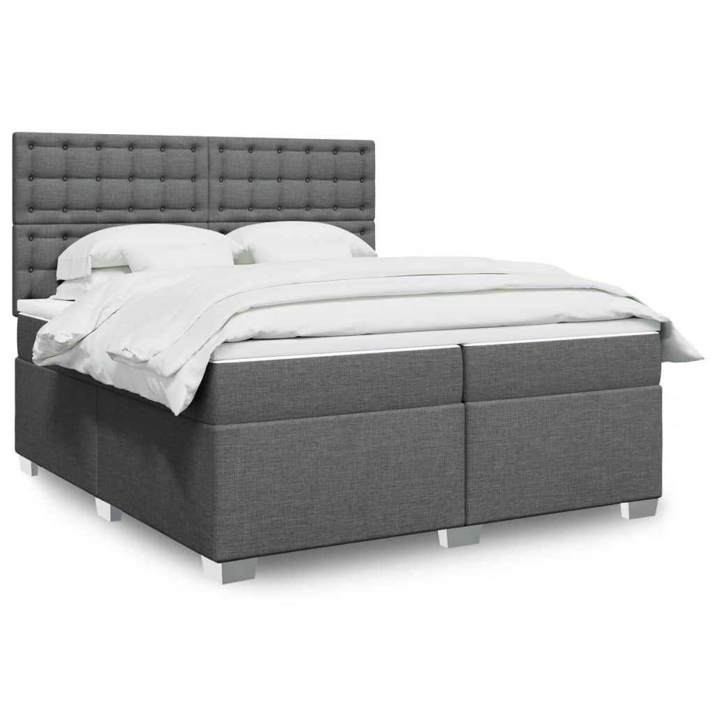 Boxspring met matras stof donkergrijs 200x200 cm is nu te koop bij PeponiXL, paradijselijk wonen!