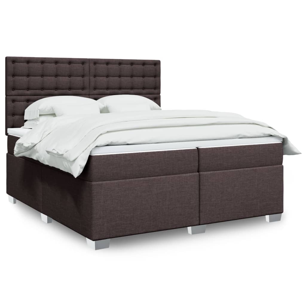 Boxspring met matras stof donkerbruin 200x200 cm is nu te koop bij PeponiXL, paradijselijk wonen!