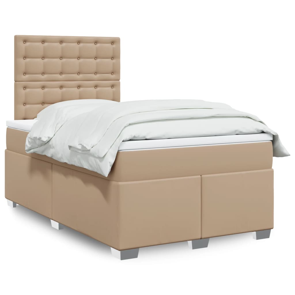 Boxspring met matras kunstleer cappuccinokleurig 120x200 cm is nu te koop bij PeponiXL, paradijselijk wonen!