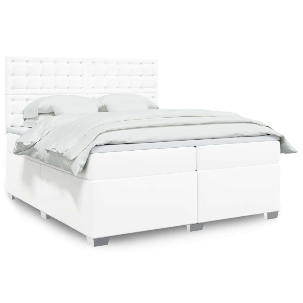 Boxspring met matras kunstleer wit 200x200 cm is nu te koop bij PeponiXL, paradijselijk wonen!