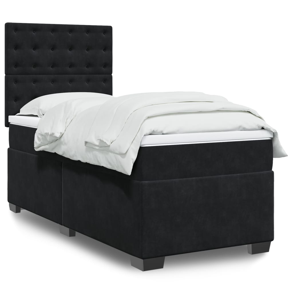 Boxspring met matras fluweel zwart 100x200 cm is nu te koop bij PeponiXL, paradijselijk wonen!