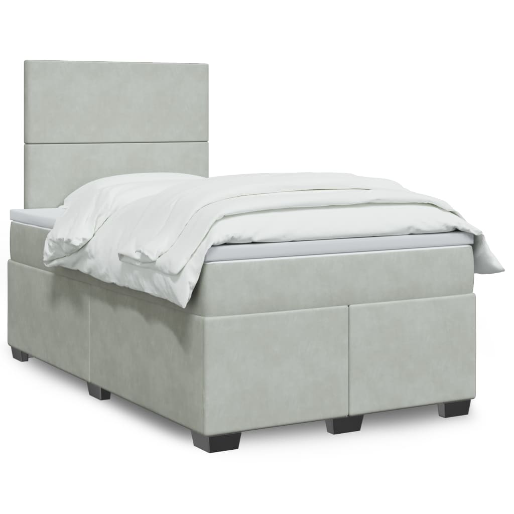 Boxspring met matras fluweel lichtgrijs 120x190 cm is nu te koop bij PeponiXL, paradijselijk wonen!