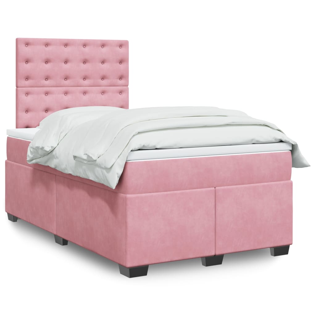 Boxspring met matras fluweel roze 120x200 cm is nu te koop bij PeponiXL, paradijselijk wonen!
