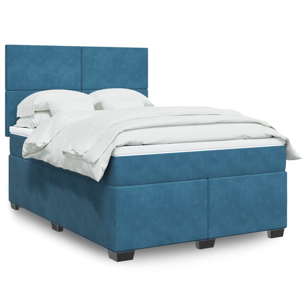 Boxspring met matras fluweel blauw 140x200 cm is nu te koop bij PeponiXL, paradijselijk wonen!