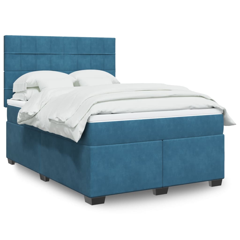 Boxspring met matras fluweel blauw 160x200 cm is nu te koop bij PeponiXL, paradijselijk wonen!