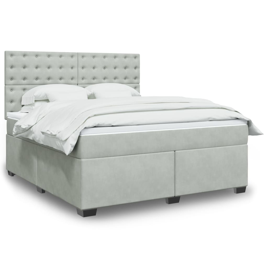 Boxspring met matras fluweel lichtgrijs 180x200 cm is nu te koop bij PeponiXL, paradijselijk wonen!