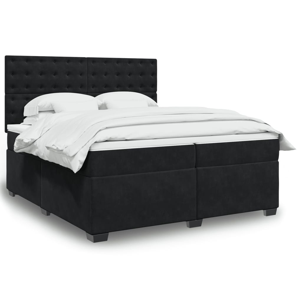 Boxspring met matras fluweel zwart 200x200 cm is nu te koop bij PeponiXL, paradijselijk wonen!