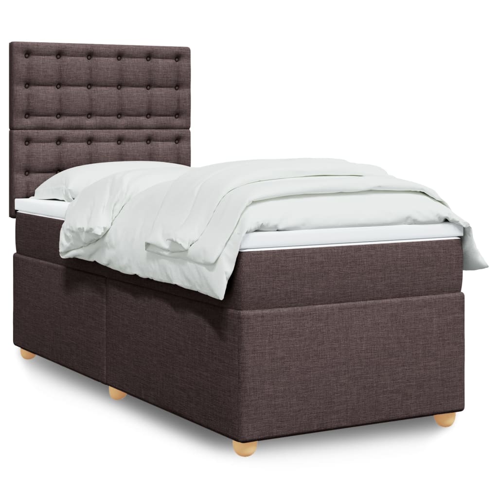 Boxspring met matras stof donkerbruin 90x190 cm is nu te koop bij PeponiXL, paradijselijk wonen!