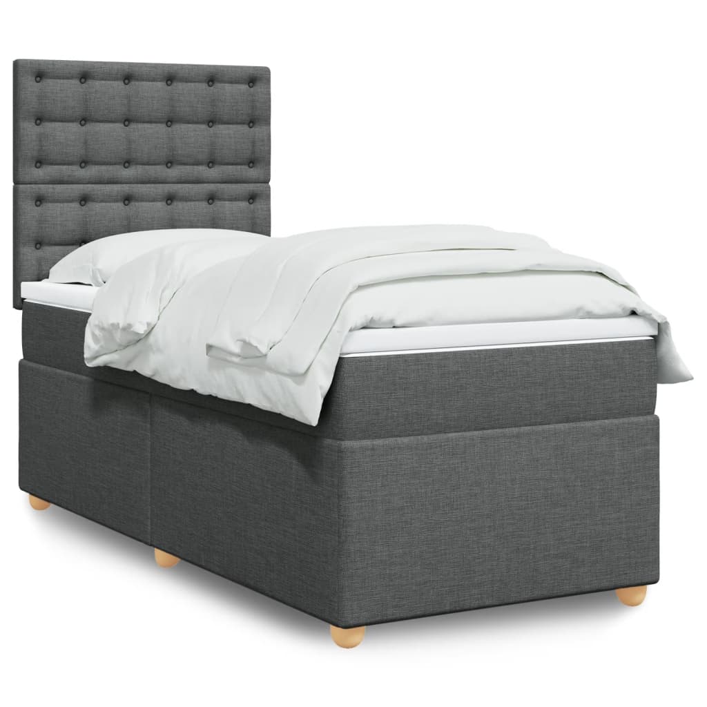 Boxspring met matras stof donkergrijs 100x200 cm is nu te koop bij PeponiXL, paradijselijk wonen!