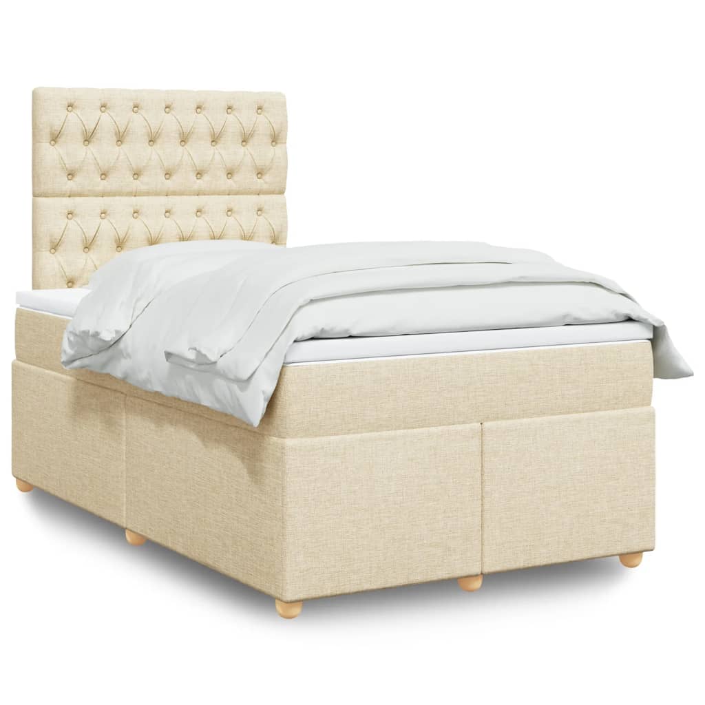 Boxspring met matras stof crèmekleurig 120x190 cm is nu te koop bij PeponiXL, paradijselijk wonen!