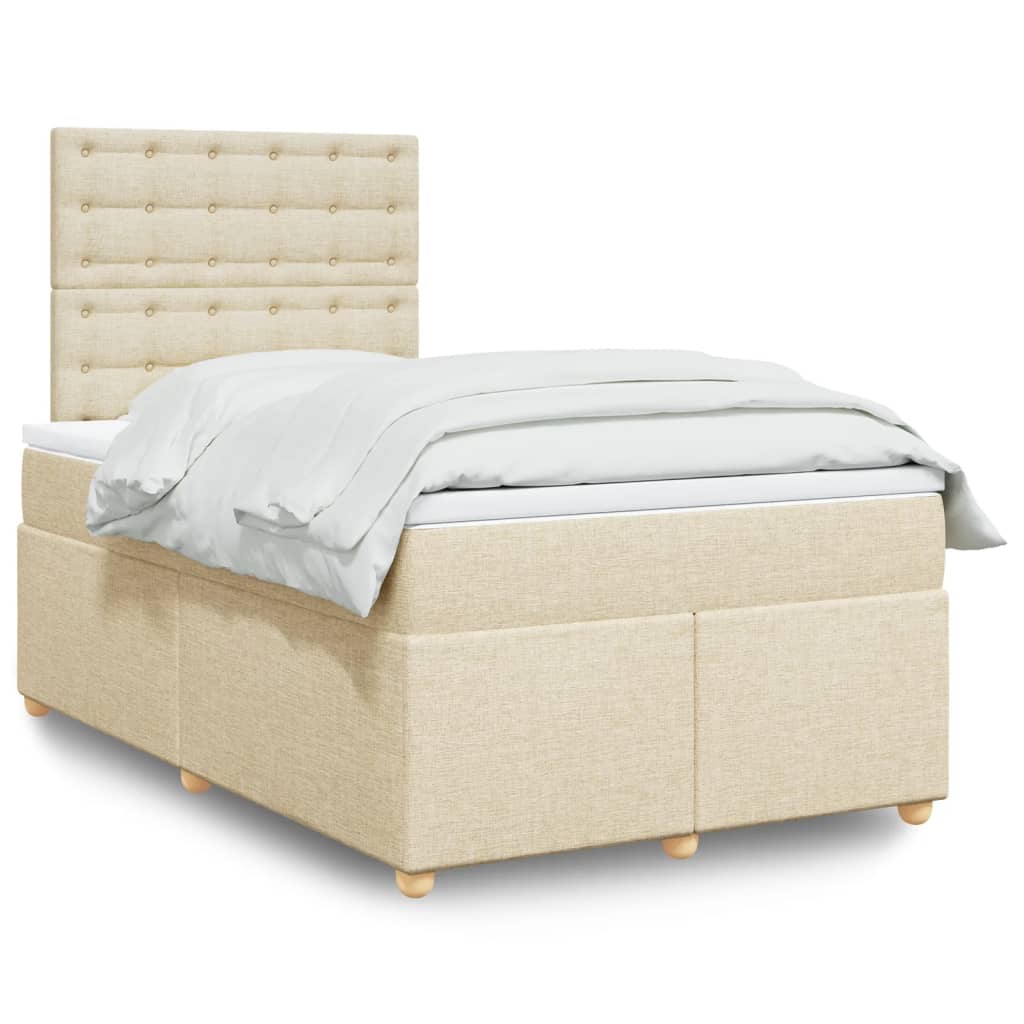 Boxspring met matras stof crèmekleurig 120x200 cm is nu te koop bij PeponiXL, paradijselijk wonen!