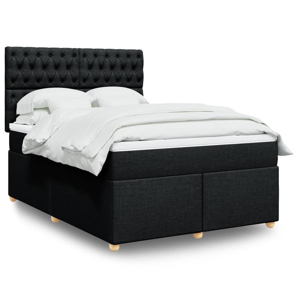 Boxspring met matras stof zwart 140x190 cm is nu te koop bij PeponiXL, paradijselijk wonen!