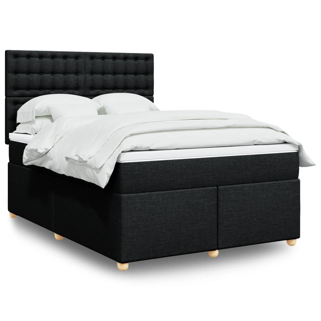 Boxspring met matras stof zwart 140x190 cm is nu te koop bij PeponiXL, paradijselijk wonen!