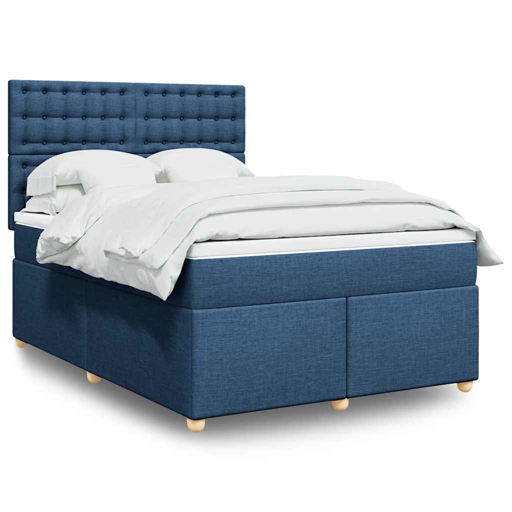 Boxspring met matras stof blauw 140x190 cm is nu te koop bij PeponiXL, paradijselijk wonen!