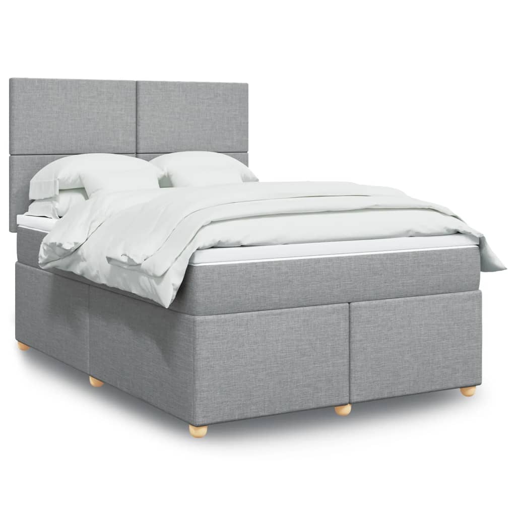 Boxspring met matras stof lichtgrijs 140x200 cm is nu te koop bij PeponiXL, paradijselijk wonen!