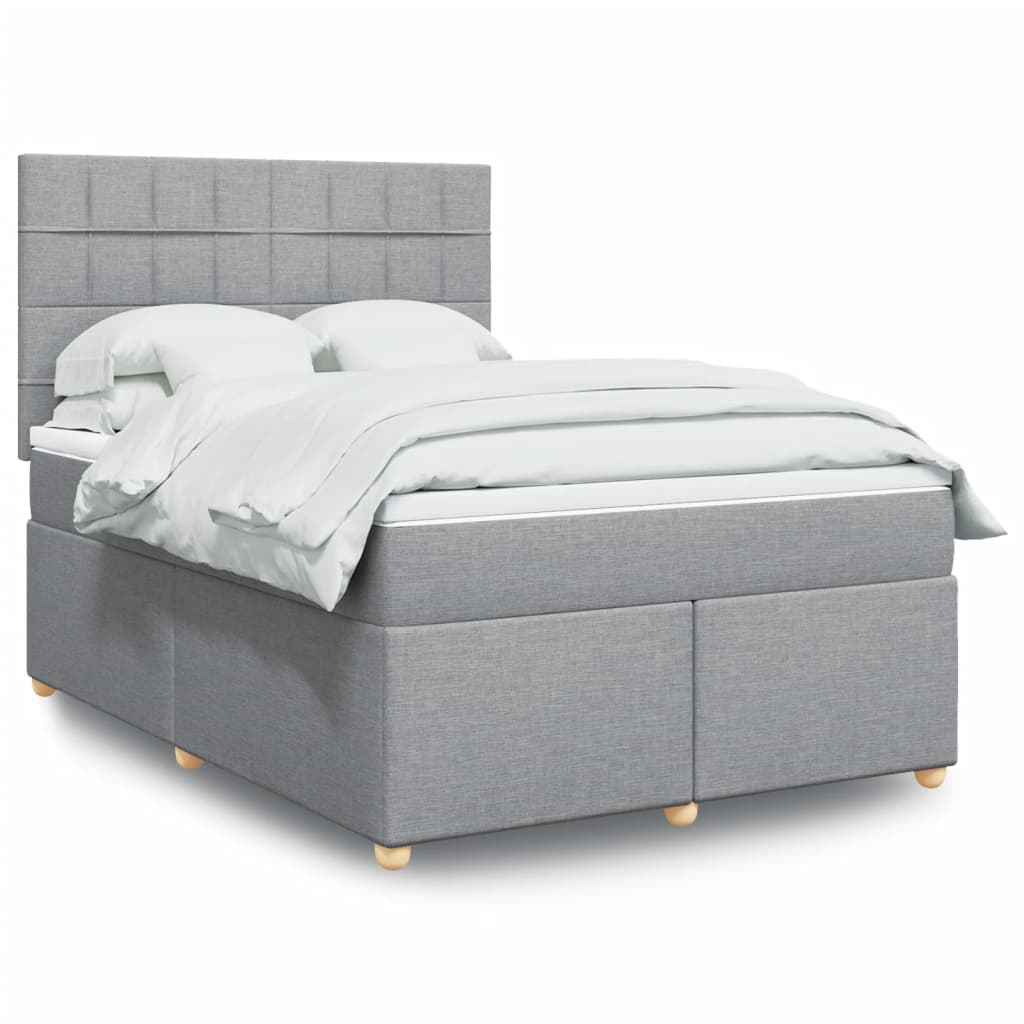 Boxspring met matras stof lichtgrijs 140x200 cm is nu te koop bij PeponiXL, paradijselijk wonen!