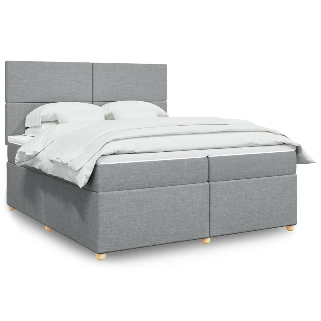 Boxspring met matras stof lichtgrijs 200x200 cm is nu te koop bij PeponiXL, paradijselijk wonen!