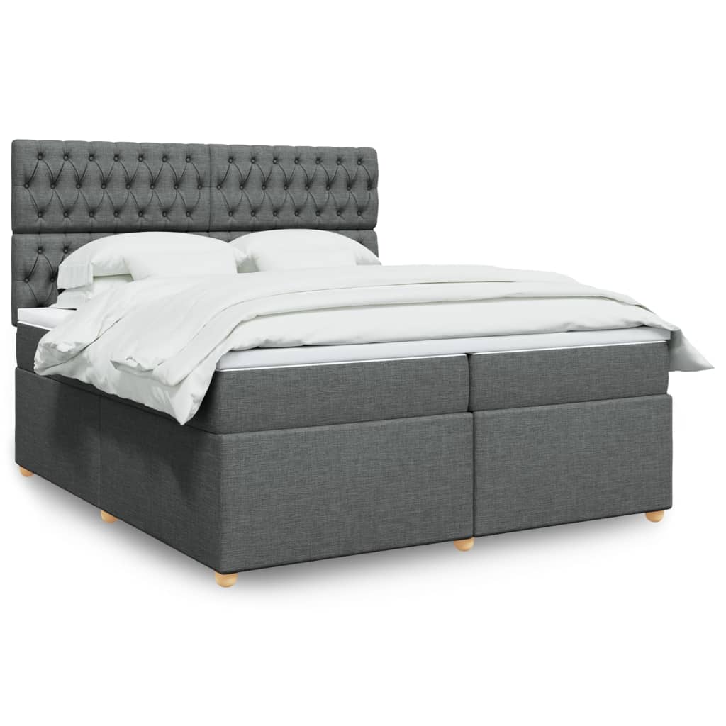 Boxspring met matras stof donkergrijs 200x200 cm is nu te koop bij PeponiXL, paradijselijk wonen!