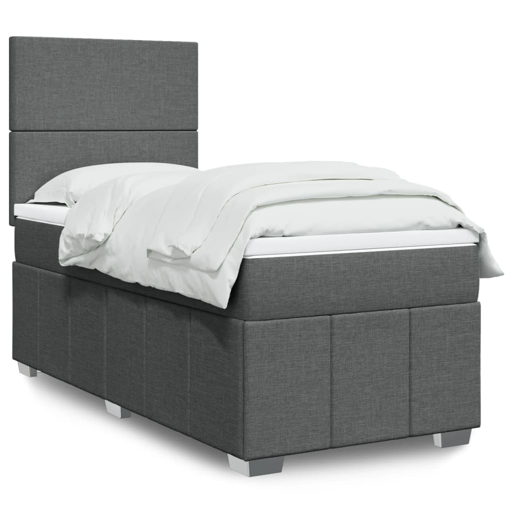 Boxspring met matras stof donkergrijs 90x200 cm is nu te koop bij PeponiXL, paradijselijk wonen!