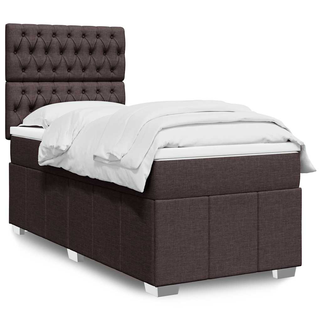 Boxspring met matras stof donkerbruin 90x200 cm is nu te koop bij PeponiXL, paradijselijk wonen!
