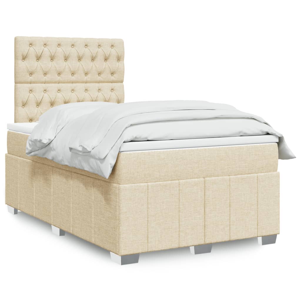Boxspring met matras stof crèmekleurig 120x190 cm is nu te koop bij PeponiXL, paradijselijk wonen!