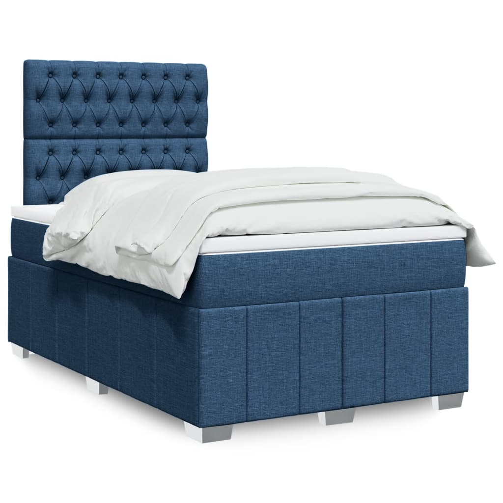 Boxspring met matras stof blauw 120x200 cm is nu te koop bij PeponiXL, paradijselijk wonen!