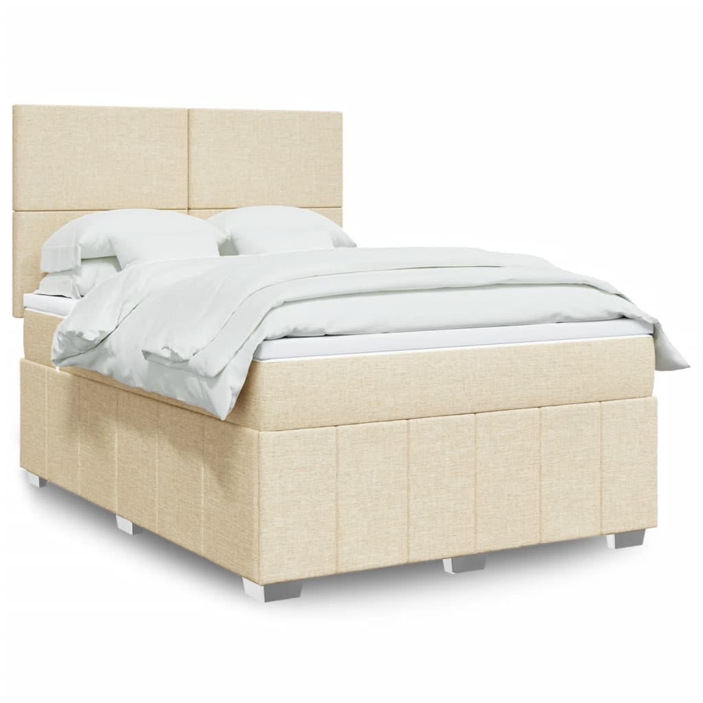 Boxspring met matras stof crèmekleurig 140x190 cm is nu te koop bij PeponiXL, paradijselijk wonen!