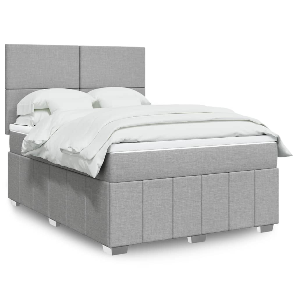 Boxspring met matras stof lichtgrijs 140x200 cm is nu te koop bij PeponiXL, paradijselijk wonen!