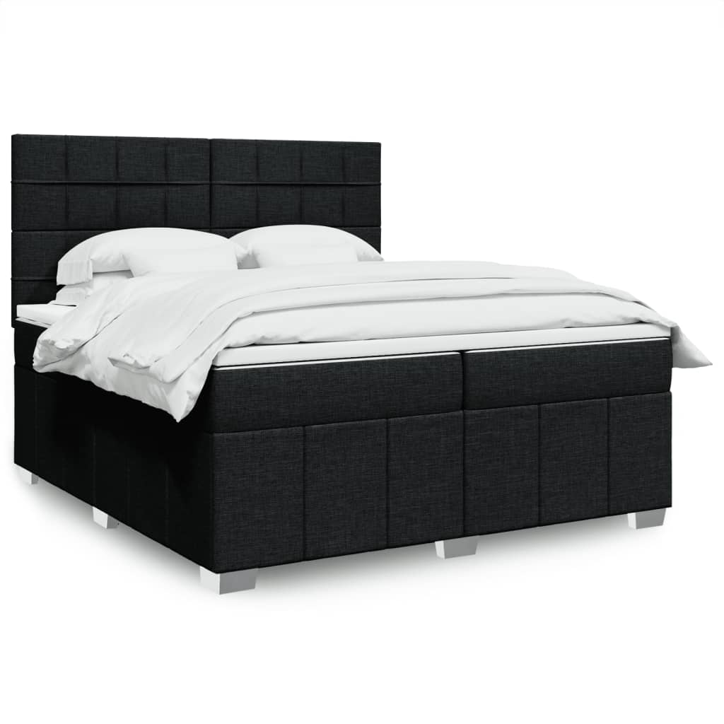 Boxspring met matras stof zwart 200x200 cm is nu te koop bij PeponiXL, paradijselijk wonen!