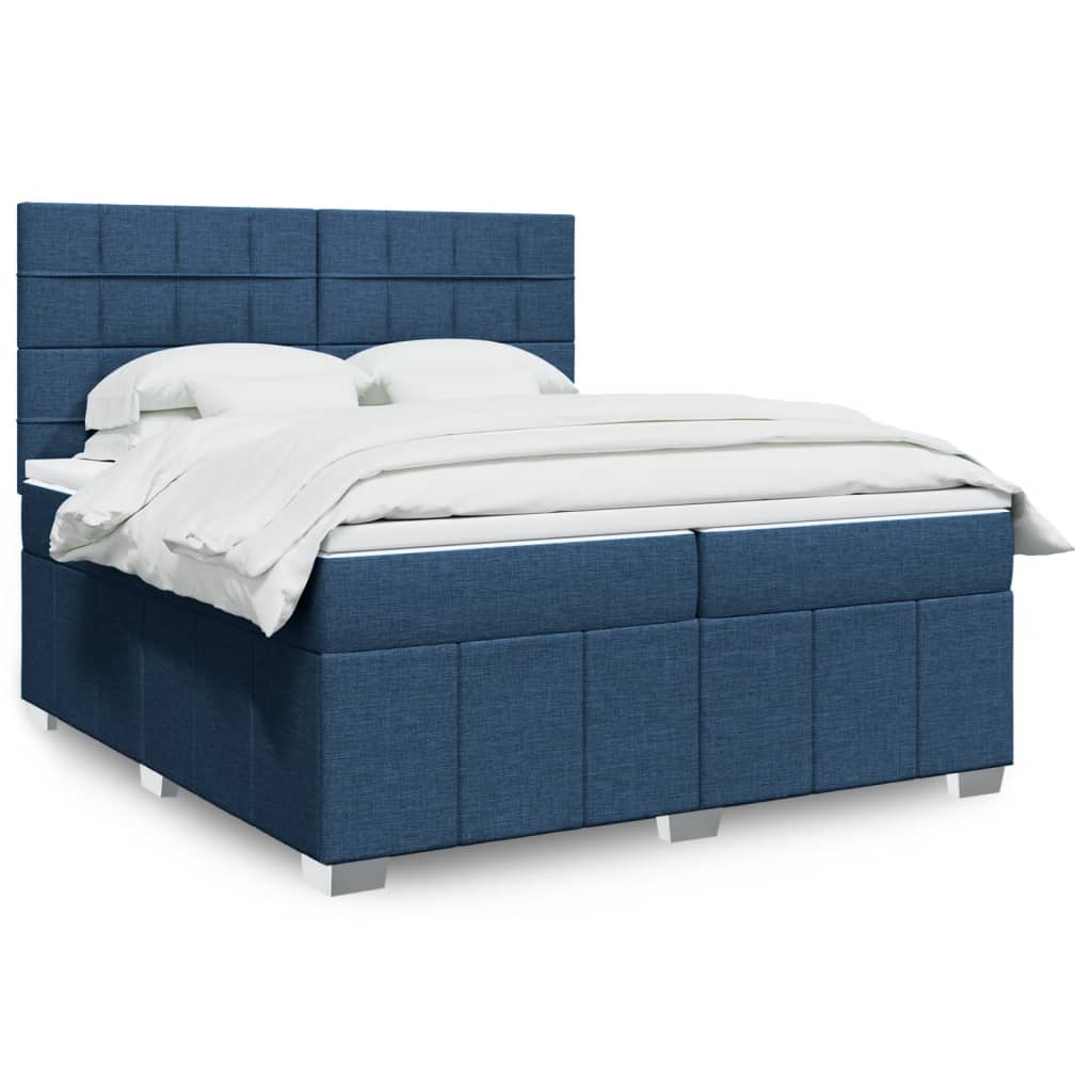 Boxspring met matras stof blauw 200x200 cm is nu te koop bij PeponiXL, paradijselijk wonen!